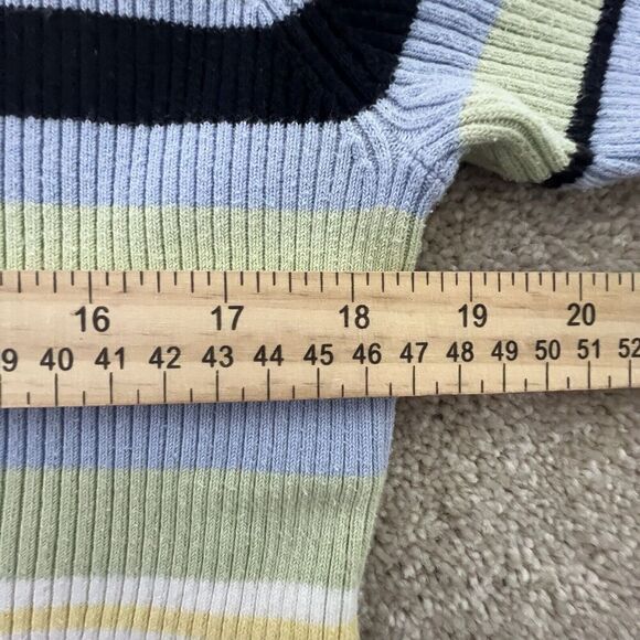 Charter Club Striped V Neck Sweater Ribbed Large Pima Cotton - Picture 5 of 6